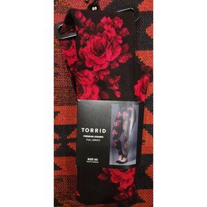 NEW Torrid Full-Length Black Whimsygoth Leggings With Red Roses. Size 00